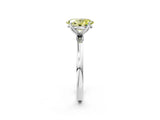 White gold Fancy Yellow Oval  Solitaire Diamond Ring with Thin Band and Four-Prong Setting_50