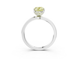 White gold Fancy Yellow Oval  Solitaire Diamond Ring with Thin Band and Four-Prong Setting_6