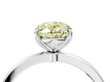 White gold Fancy Yellow Oval  Solitaire Diamond Ring with Thin Band and Four-Prong Setting_7