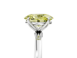 White gold Fancy Yellow Oval  Solitaire Diamond Ring with Thin Band and Four-Prong Setting_8