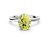 White gold Fancy Yellow Oval  Solitaire Diamond Ring with Thin Band and Four-Prong Setting_96