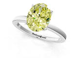 White gold Fancy Yellow Oval  Solitaire Diamond Ring with Thin Band and Four-Prong Setting_97