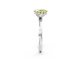 White gold Fancy Yellow Oval  Solitaire Diamond Ring with Thin Band and Four-Prong Setting_98