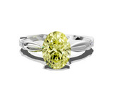 White gold Fancy Yellow Oval  Solitaire Diamond Twisted Band with Four-Prong Setting_64