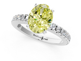 White gold Fancy Yellow Oval  Solitaire Diamond with Pavé Band and Four-Prong Setting_69