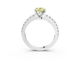 White gold Fancy Yellow Oval  Solitaire Diamond with Pavé Band and Four-Prong Setting_71