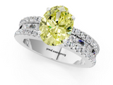 White gold Fancy Yellow Oval  Solitaire Diamond with Pave and Channel Set Band_61
