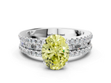 White gold Fancy Yellow Oval  Solitaire Diamond with Pave and Channel Set Band_61