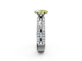 White gold Fancy Yellow Oval  Solitaire Diamond with Pave and Channel Set Band_62