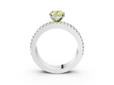 White gold Fancy Yellow Oval  Solitaire Diamond with Pave and Channel Set Band_63