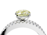 White gold Fancy Yellow Oval  Solitaire Diamond with Pave and Channel Set Band_64
