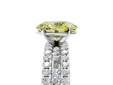 White gold Fancy Yellow Oval  Solitaire Diamond with Pave and Channel Set Band_66