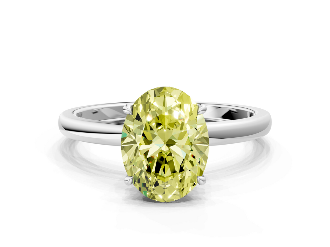 White gold Fancy Yellow Oval  Solitaire Engagement Ring with Cathedral Band and Four-Prong Setting_18