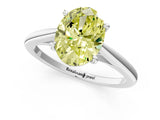 White gold Fancy Yellow Oval  Solitaire Engagement Ring with Four-Prong Setting and Classic Band 2