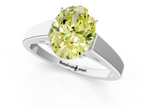 White gold Fancy Yellow Oval  Solitaire Engagement Ring with Four-Prong Setting and Tapered Band_4