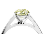 White gold Fancy Yellow Oval  Solitaire Engagement Ring with Four-Prong Setting and Tapered Band_7