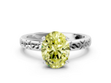 White gold Fancy Yellow Oval  Solitaire Engagement Ring with Scrollwork Band and Four-Prong Setting_113