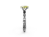 White gold Fancy Yellow Oval  Solitaire Engagement Ring with Scrollwork Band and Four-Prong Setting_115