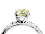 White gold Fancy Yellow Oval  Solitaire Engagement Ring with Scrollwork Band and Four-Prong Setting_117