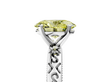 White gold Fancy Yellow Oval  Solitaire Engagement Ring with Scrollwork Band and Four-Prong Setting_118