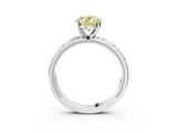 White gold Fancy Yellow Oval  Solitaire Engagement Ring with Scrollwork Band and Four-Prong Setting_132