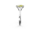 White gold Fancy Yellow Oval  Solitaire Engagement Ring with Six-Prong Setting and Classic Band 3