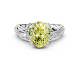 White gold Fancy Yellow Oval  Solitaire Filigree Engagement Ring with Halo and Prong Setting_63