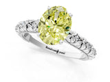 White gold Fancy Yellow Oval  Solitaire Floral Milgrain Engagement Ring_32