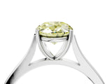 White gold Fancy Yellow Oval  Solitaire Heart Prong Engagement Ring with Tapered Band_59