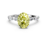 White gold Fancy Yellow Oval  Solitaire Marquise Side Stone Prong Setting Ring_45