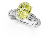 White gold Fancy Yellow Oval  Solitaire Milgrain Diamond Engagement Ring with Bezel and Marquise Band_143