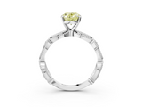 White gold Fancy Yellow Oval  Solitaire Milgrain Diamond Engagement Ring with Bezel and Marquise Band_145