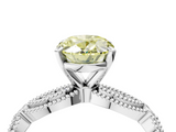White gold Fancy Yellow Oval  Solitaire Milgrain Diamond Engagement Ring with Bezel and Marquise Band_146