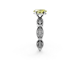 White gold Fancy Yellow Oval  Solitaire Milgrain Diamond Engagement Ring with Bezel and Marquise Band_151