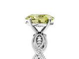 White gold Fancy Yellow Oval  Solitaire Milgrain Diamond Engagement Ring with Bezel and Marquise Band_154