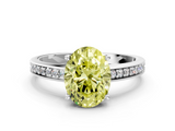 White gold Fancy Yellow Oval  Solitaire Pavé Band Prong Setting Ring_20