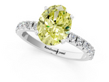 White gold Fancy Yellow Oval  Solitaire Pavé Band with Four-Prong Setting_156