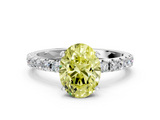 White gold Fancy Yellow Oval  Solitaire Pavé Band with Four-Prong Setting_156