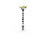 White gold Fancy Yellow Oval  Solitaire Pavé Band with Four-Prong Setting_157