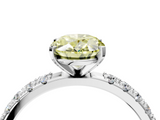 White gold Fancy Yellow Oval  Solitaire Pavé Band with Four-Prong Setting_159