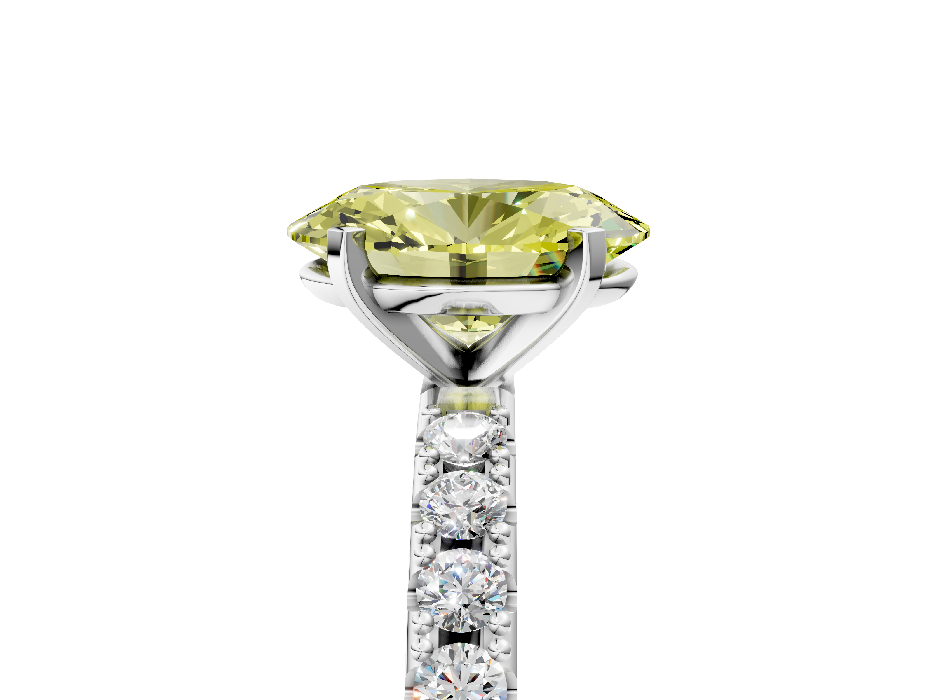 White gold Fancy Yellow Oval  Solitaire Pavé Band with Four-Prong Setting_161