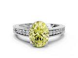 White gold Fancy Yellow Oval  Solitaire Pavé Diamond Milgrain Engagement Ring with Four-Prong Setting_3