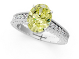 White gold Fancy Yellow Oval  Solitaire Pavé Diamond Milgrain Engagement Ring with Four-Prong Setting_4