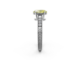 White gold Fancy Yellow Oval  Solitaire Pavé Diamond Milgrain Engagement Ring with Four-Prong Setting_5