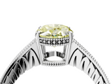 White gold Fancy Yellow Oval  Solitaire Pavé Diamond Milgrain Engagement Ring with Four-Prong Setting_7