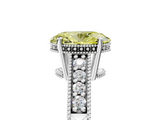White gold Fancy Yellow Oval  Solitaire Pavé Diamond Milgrain Engagement Ring with Four-Prong Setting_8