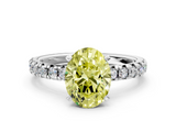 White gold Fancy Yellow Oval  Solitaire Pave Diamond Engagement Ring with Four-Prong Setting_340