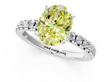 White gold Fancy Yellow Oval  Solitaire Pave Diamond Engagement Ring with Four-Prong Setting_340