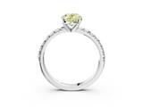 White gold Fancy Yellow Oval  Solitaire Pave Diamond Engagement Ring with Four-Prong Setting_349