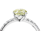 White gold Fancy Yellow Oval  Solitaire Pave Diamond Engagement Ring with Four-Prong Setting_350